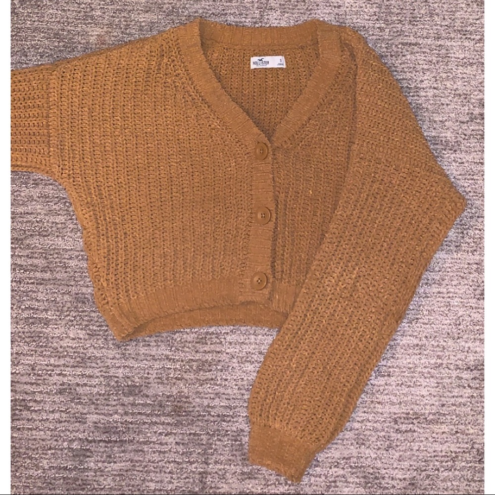 Brown Cropped Soft Knit Cardigan
